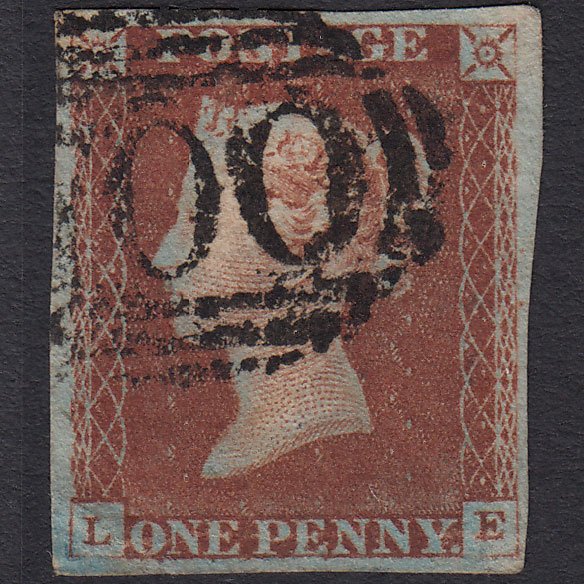 GB QV 1841 1d Red-brown (Plate 62) SG8-B1(1) LE GU 4 Margins Sheffield 700