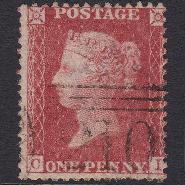 GB QV 1857 1d Rose-red (Plate 56) SG40-C10(1) CI GU Kirkcaldy 210