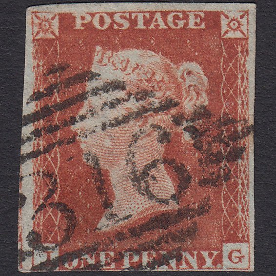 GB QV 1841 1d Red-brown (Plate 63) SG8-B1(1) IG FU nr 4 Margins Lurgan 316