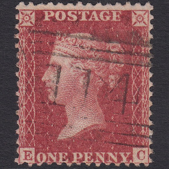 GB QV 1857 1d Rose-red (Plate 34) SG40-C10(1) EC FU Dundee 114