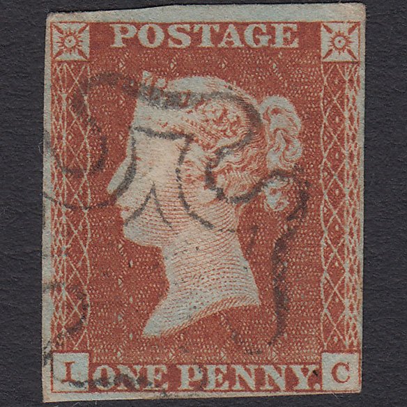 GB QV 1841 1d Red-brown (Plate 22) SG8-B1(1) IC FU 4 Margins Maltese Cross