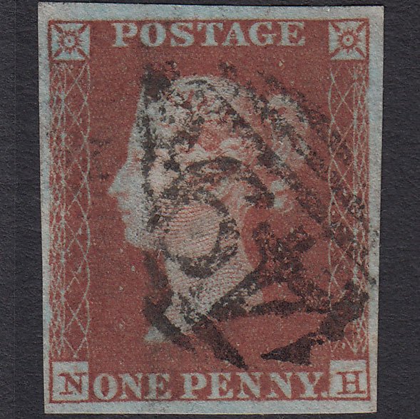 GB QV 1841 1d Very Blued (Plate 104) SG8a-B1(2) NH FU 4 Good Margins
