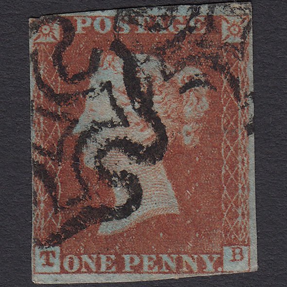 GB QV 1841 1d (Plate 22) SG8-B1(1) TB FU Missing Imprimatur nr 4 Margins MX