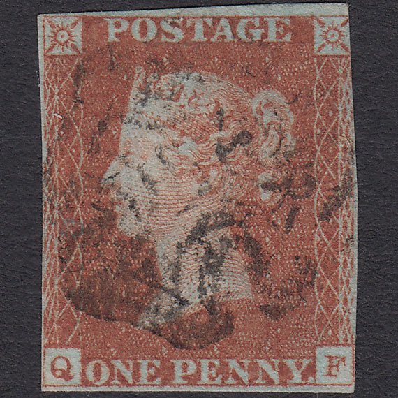 GB QV 1841 1d (Plate 22) SG8-B1(1) QF FU Missing Imprimatur 3 Margins MX