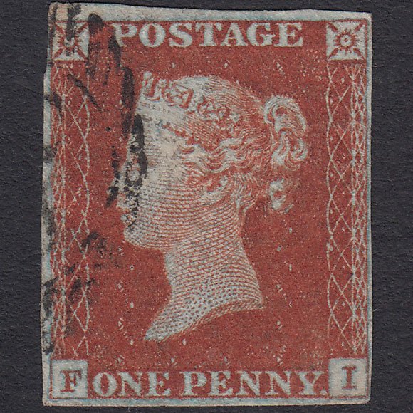 GB QV 1841 1d Red-brown (Plate 49) SG8-B1(1) FI FU 4 Margins Light Cancel