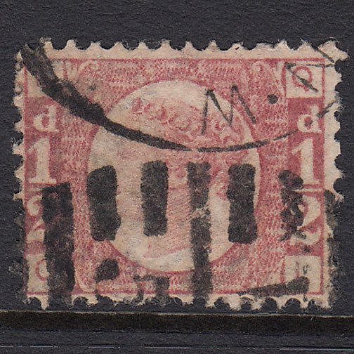 GB QV 1870 1/2d Rose (Plate 12) SG49-G4 QL FU London D&S Cancel