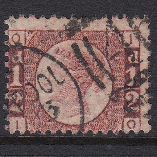 GB QV 1870 1/2d Rose-red (Plate 11) SG48-G4 IO FU Liverpool 466 Misperf