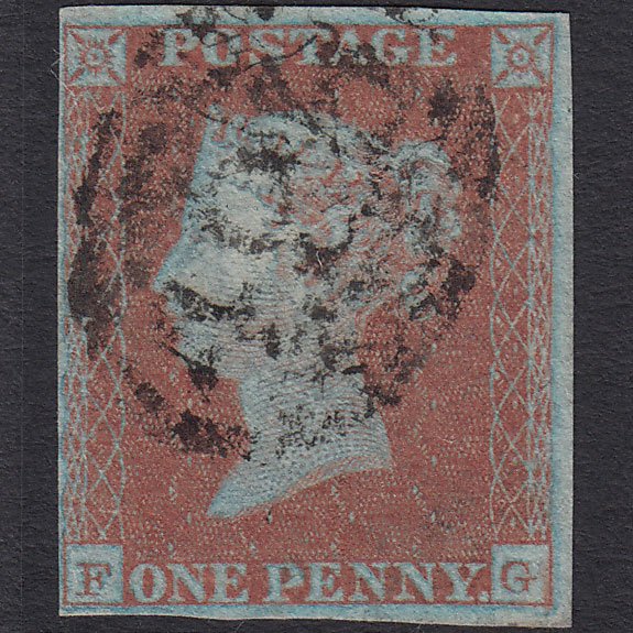 GB QV 1841 1d Very Blued (Plate 115) SG8a-B1(2) FG FU