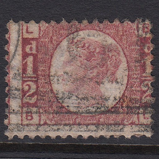 GB QV 1870 1/2d Rose-red (Plate 11) SG48-G4 BL FU Large Misperf