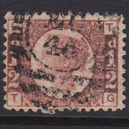 GB QV 1870 1/2d (Plate 14) SG48-G4 TG FU London D&S EC45 Blind Perf