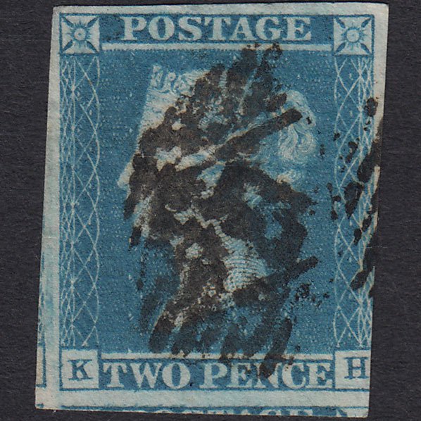 GB QV 1841 2d Blue (Plate 3) SG14-E1(2) GUideline KH GU 3m London IS Cancel