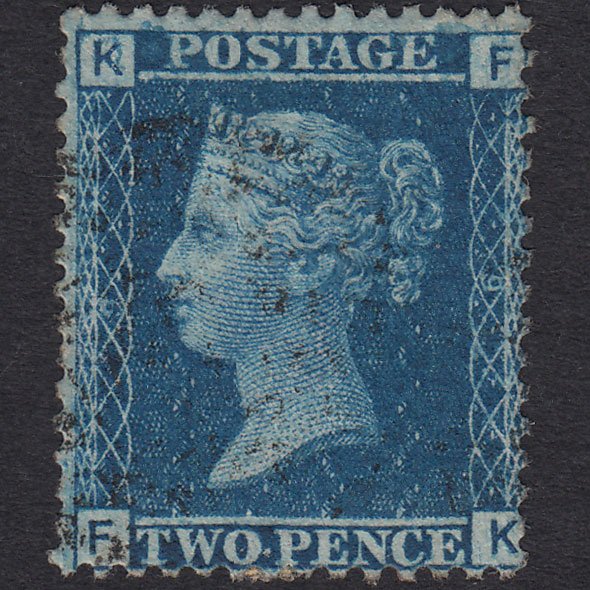 GB QV 1858 2d Blue (Plate 9) SG45-G2 FK FU Light Cancel