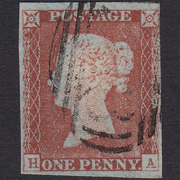 GB QV 1841 1d Red-Brown Plate 49 SG8-B1(1) HA FU Nr 4 Margins
