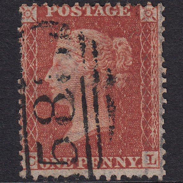 GB QV 1855 1d Red-Brown Plate 17 SGC6(1) CA FU Nottingham 583