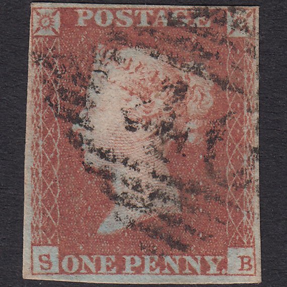 GB QV 1841 1d Red-Brown Plate 99 SG8-B1(1) SB FU Ballymena 46