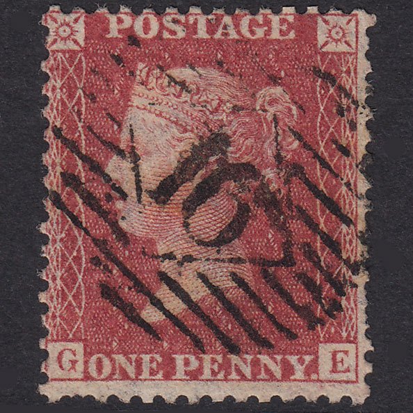 GB QV 1857 1d Rose-Red Plate 48 SG40-C10(1) GE GU London IS 16