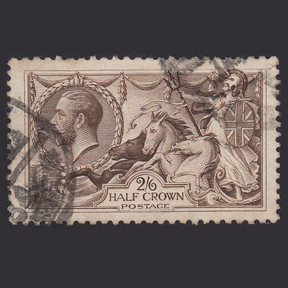 GB KG5 1918 2/6 Chocolate-Brown Seahorses SG414-N65(2) GU
