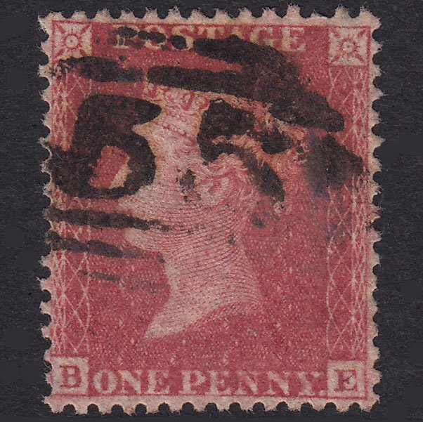 GB QV 1857 1d Rose-Red Plate 55 SG40-C10(1) BE FU Bawtry 55 Well Centred