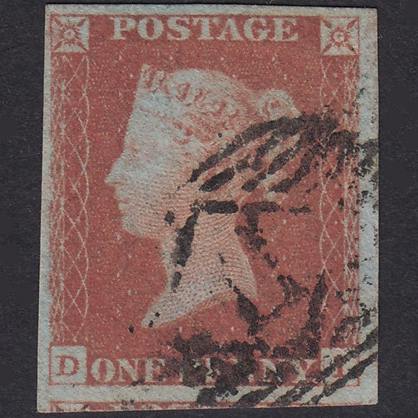 GB QV 1841 1d Red-Brown Plate 72 SG8-B1(1) DI FU 4 Margins London IS 11