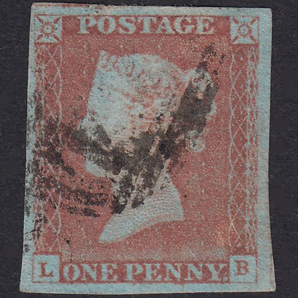 GB QV 1841 1d Very Blued Plate 69 SG8A-B1(2) LB GU 4M Pinholes