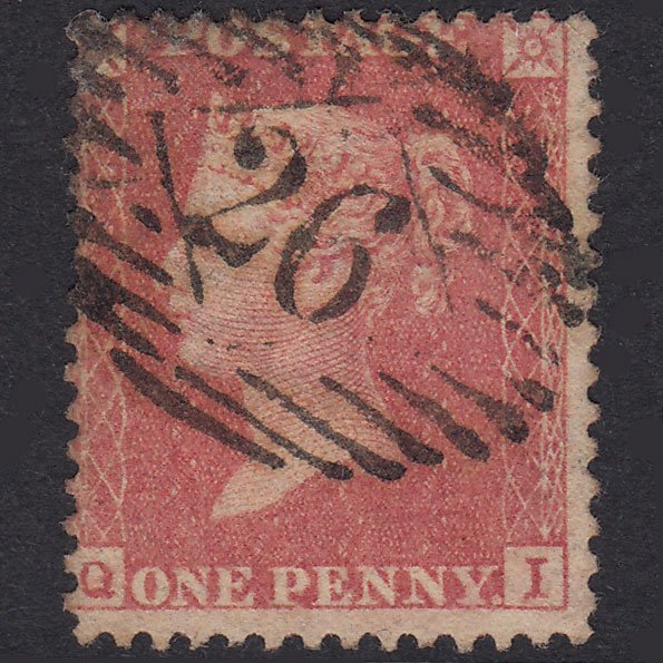GB QV 1857 1d Pale Rose Transitional Plate 31 SGC9A(1) QI FU London IS 26