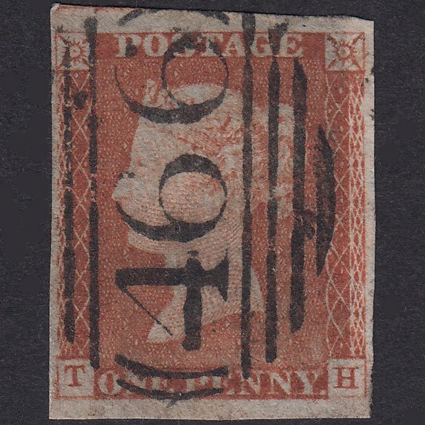 GB QV 1841 1d Red-Brown Plate 60 SG8-B1(1) TH GU 4 Margins Liverpool 466
