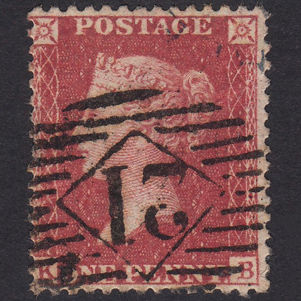 GB QV 1857 1d Rose-Red Plate 43 SG40-C10(1) KD FU London IS 21