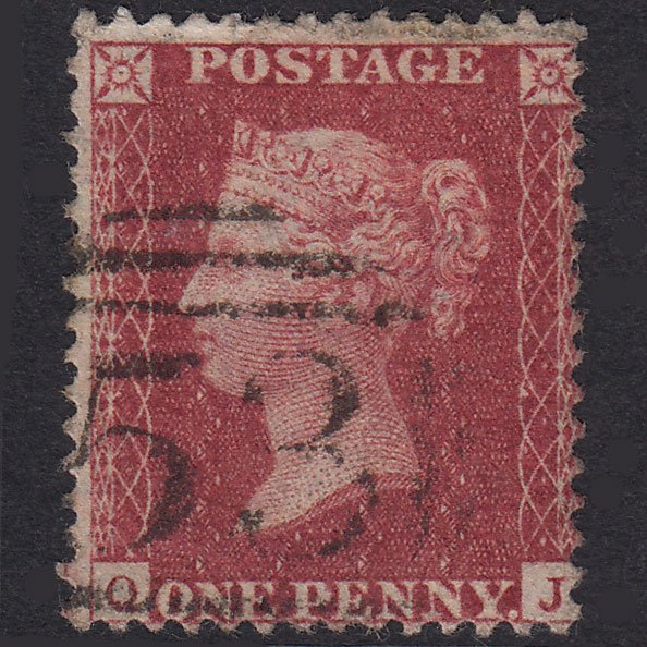 GB QV 1857 1d Deep Rose-Red Plate 36 SG41-C10(2) QJ FU Bath 53