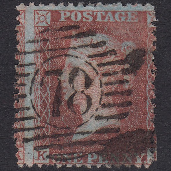 GB QV 1855 1d Red-Brown Plate 16 SGC6(1) KL GU London D&S Cancel