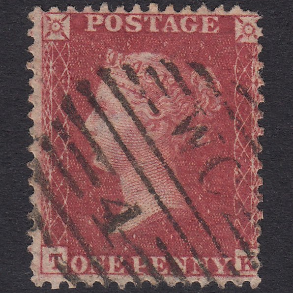 GB QV 1857 1d Rose-Red Plate 36 SG40-C10(1) TK FU London D&S Wc4
