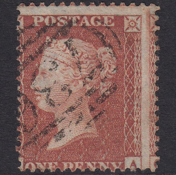 GB QV 1855 1d Red-Brown SGC6(1) ?A VFU Stockton 736 Large Misperf