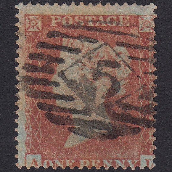 GB QV 1854 1d Red-Brown Plate 166 SG17-C1(1) AL GU London IS 5