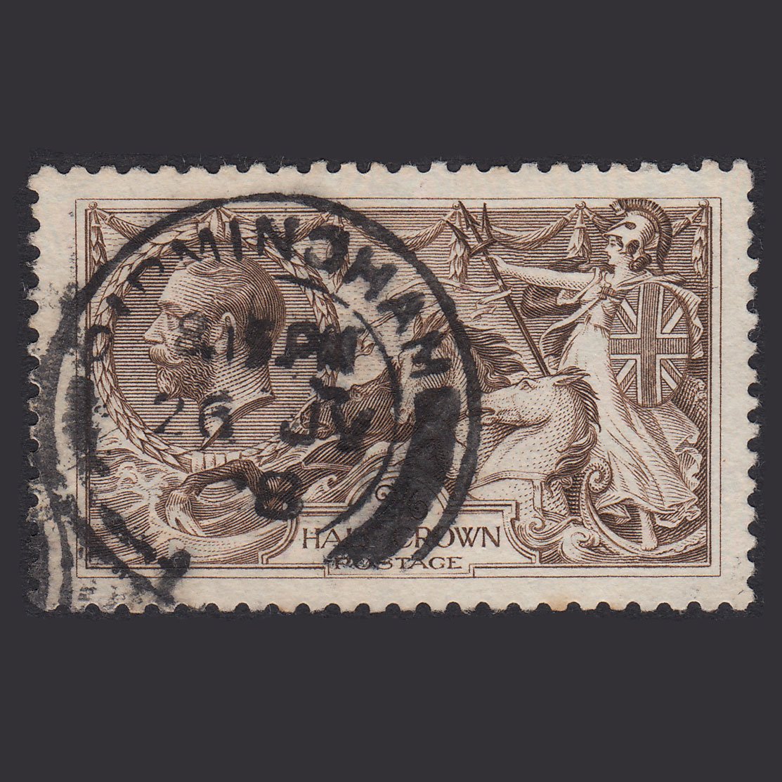 GB KG5 1918 2/6 Olive-Brown Seahorses SG413A-N65(1) GU BIRMINGHAM CDS