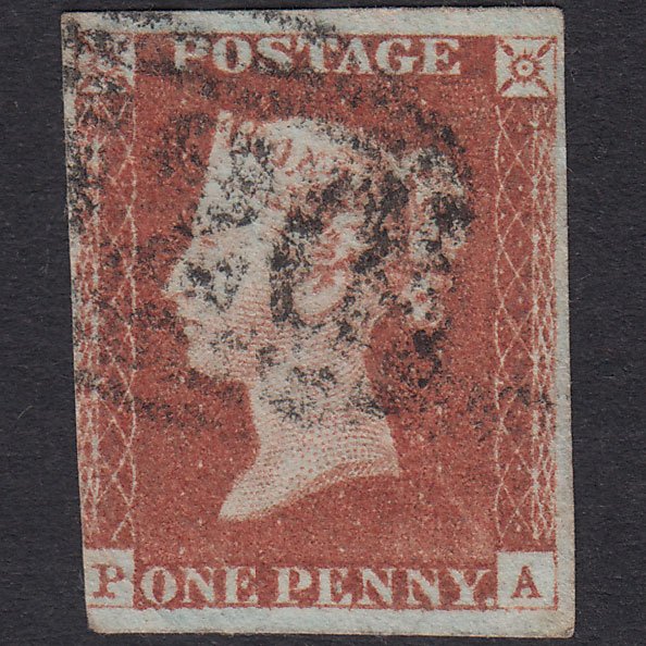 GB QV 1841 1d Red-Brown Plate 74 SG8-B1(1) PA GU 3 Margins