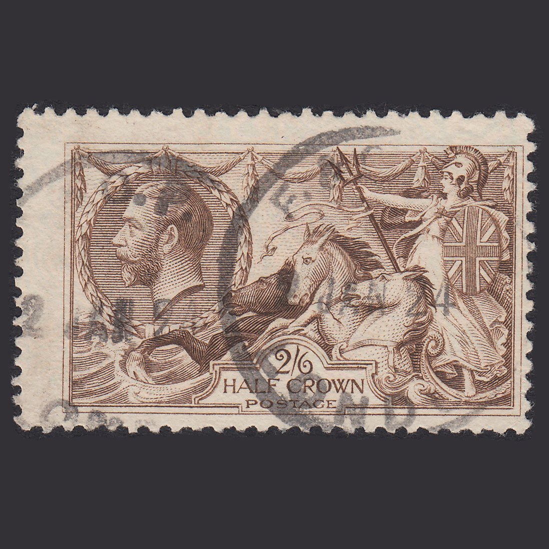 GB KG5 1918 2/6 Pale Brown Seahorses SG415A-N65(4) FU CDS