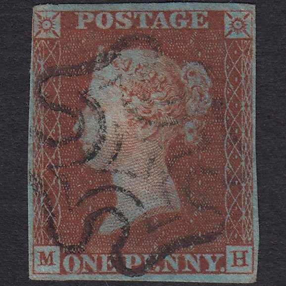 GB QV 1841 1d Red-Brown Plate 8 SG7-A2 MH FU Nr 4M MX Highly Blued!
