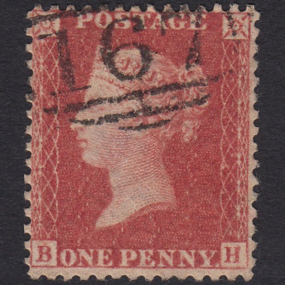 GB QV 1857 1d Rose Transitional Plate 42 SGC9A(2) BH FU Carmarthen 167
