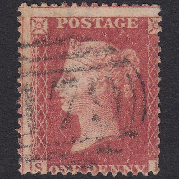 GB QV 1863 1d Rose-Red Plate 50 SG42-C12(1) SI GU Ludlow 479 Misperf