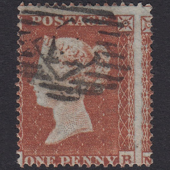 GB QV 1854 1d Red-Brown Pl 189 SG17-C1(1) NB FU London Large Misperf