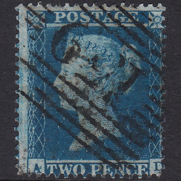 GB QV 1854 2d Deep Blue Pl 4 SG19-F1(1) Const Var AD GU Glasgow 159