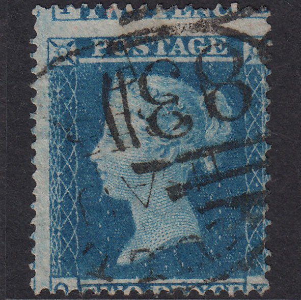 GB QV 1854 2d Plate 4 SG19-F1(1) QK FU Hull 383 Spoon Large Misperf