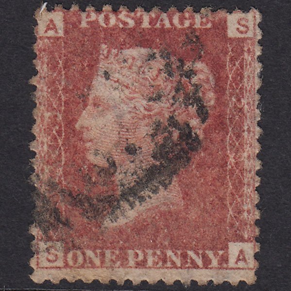 GB QV 1864 1d Lake-Red Plate 213 SG44-G1(2) SA GU