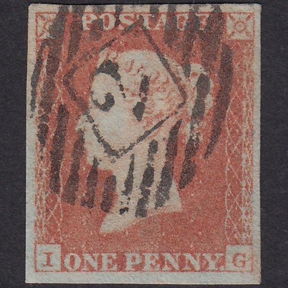 GB QV 1841 1d Red-Brown Plate 99 SG8-B1(1) IG FU 4 Margins London IS 2
