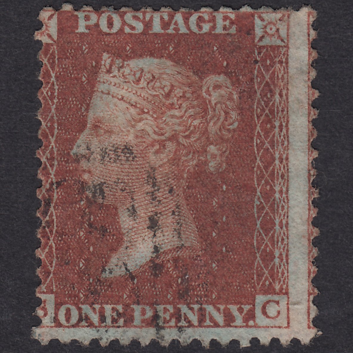 GB QV 1855 1d Red-Brown Plate 17 SG24-C3(1) SC FU Light Cancel
