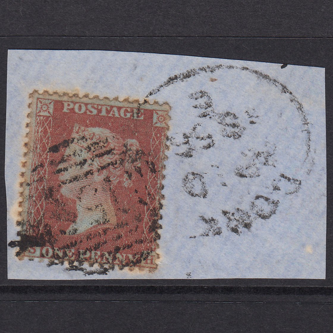 GB QV 1855 1d Plate 15 SGC6(1) SH GU Cork 156 Irish Spoon On Piece