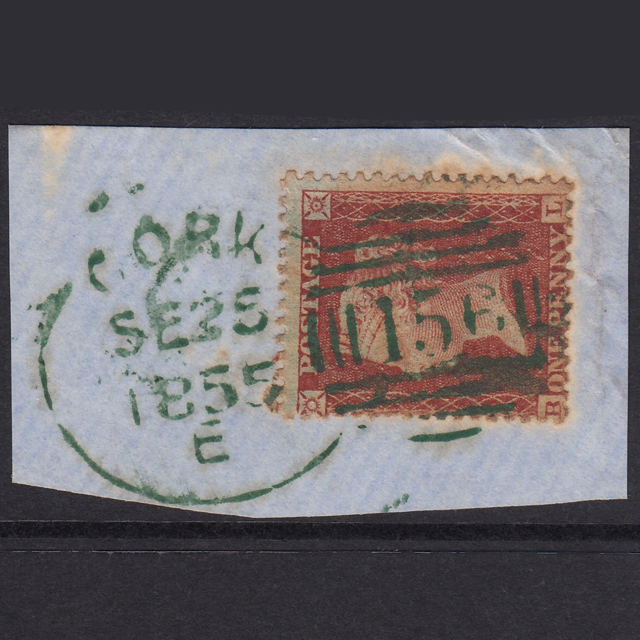 GB QV 1855 1d Red-Brown Plate 2 SGC6(1) BL GU Green Cork 156 Irish Spoon