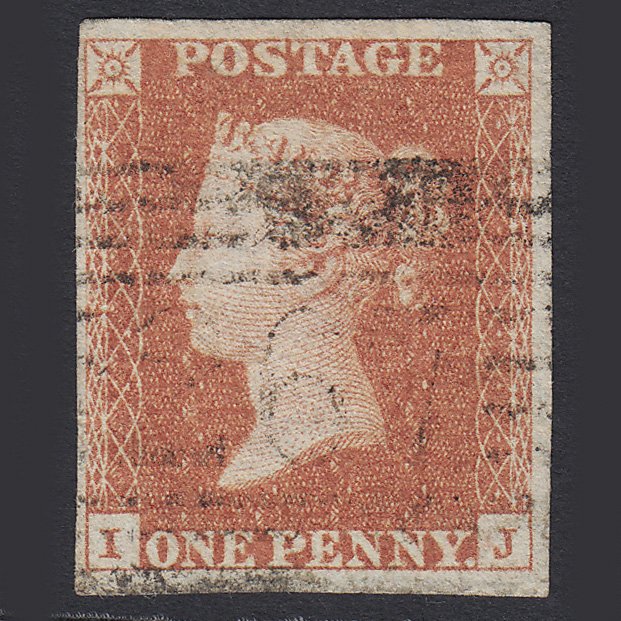 GB QV 1841 1d Penny Red-brown (Plate 99) SG8 IJ FU New Deer (267) 4M Imperf