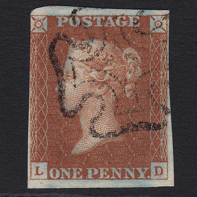 GB QV 1841 1d Red-brown (Plate 31) (SG8) 'LD' FU nr 4 Margins Maltese X