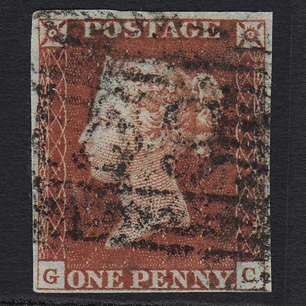 GB QV 1841 1d Red-brown (Plate 57) (SG8) 'GC' GU Glasgow (159) 4 Margins