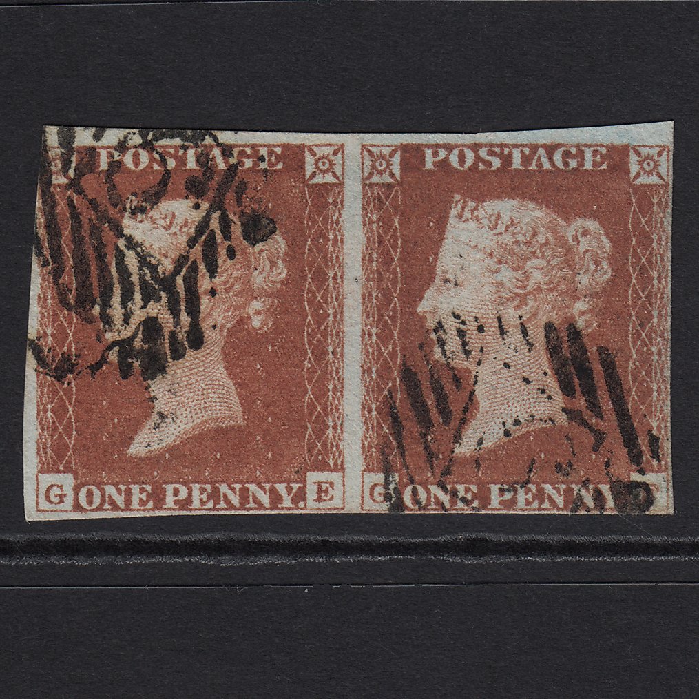 GB QV 1841 1d (Plate 68) SG8-B1(1) GE-GF FU in London nr 4M Imperf Pair